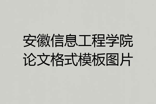 安徽信息工程学院论文格式模板图片