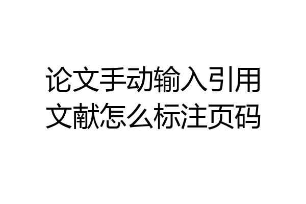 论文手动输入引用文献怎么标注页码