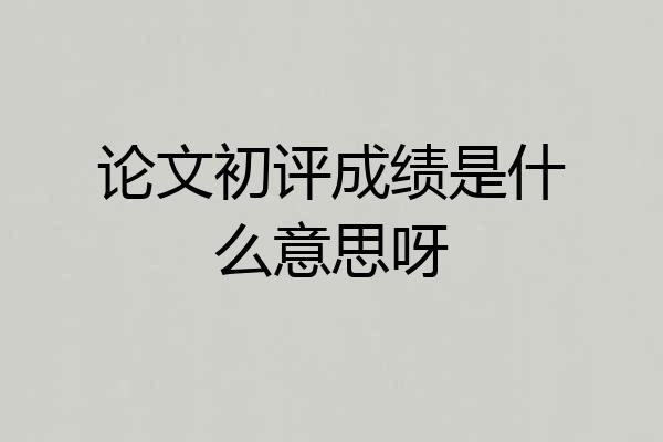 论文初评成绩是什么意思呀