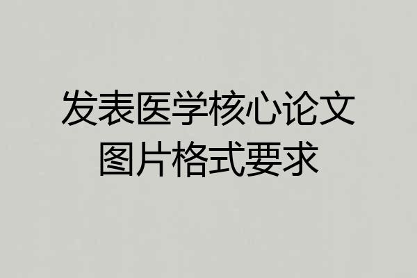 发表医学核心论文图片格式要求