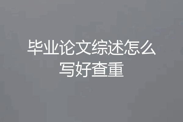 毕业论文综述怎么写好查重