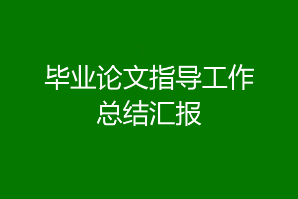 毕业论文指导工作总结汇报