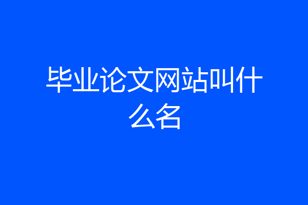 毕业论文网站叫什么名