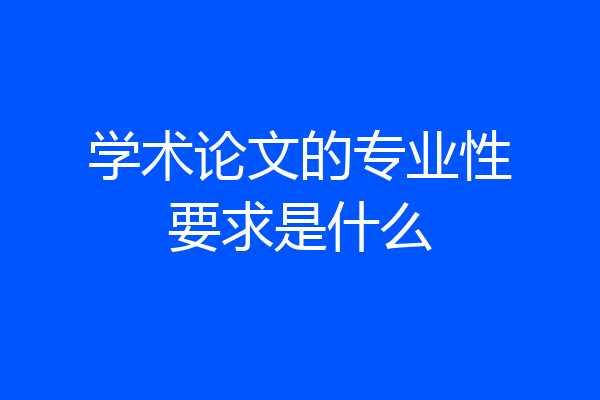 学术论文的专业性要求是什么