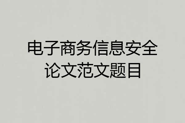 电子商务信息安全论文范文题目