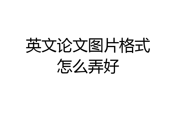 英文论文图片格式怎么弄好