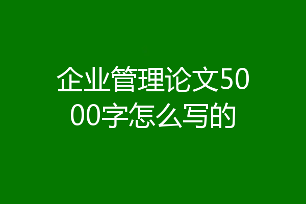 企业管理论文5000字怎么写的