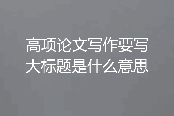 高项论文写作要写大标题是什么意思