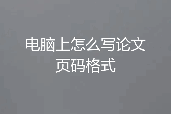 电脑上怎么写论文页码格式