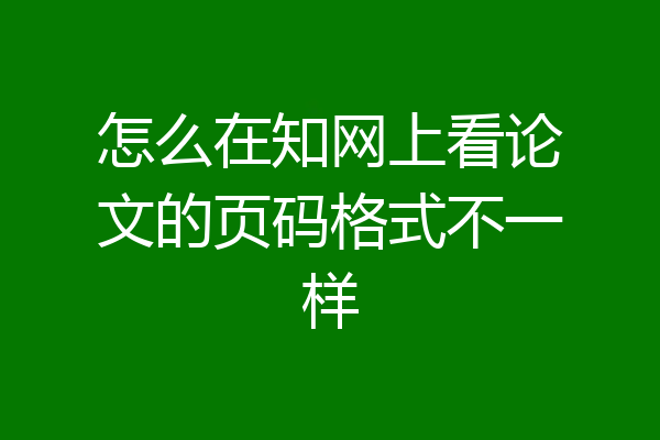 怎么在知网上看论文的页码格式不一样