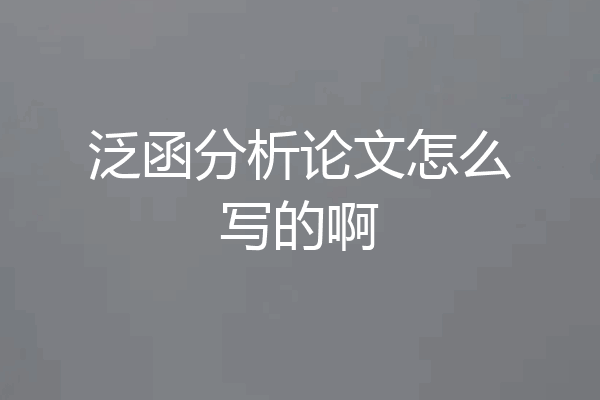 泛函分析论文怎么写的啊
