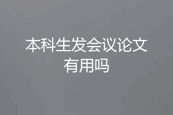 本科生发会议论文有用吗