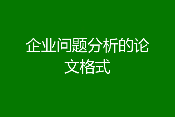 企业问题分析的论文格式