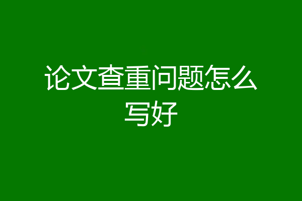 论文查重问题怎么写好