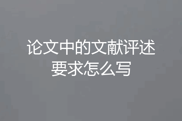论文中的文献评述要求怎么写