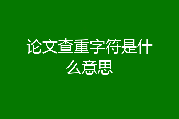 论文查重字符是什么意思