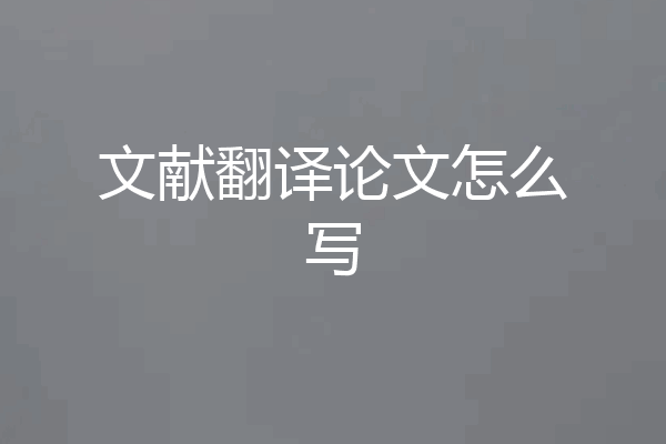 文献翻译论文怎么写