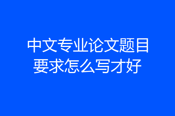 中文专业论文题目要求怎么写才好