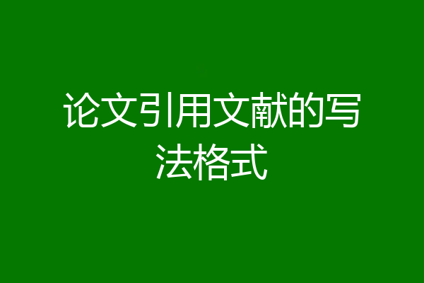 论文引用文献的写法格式