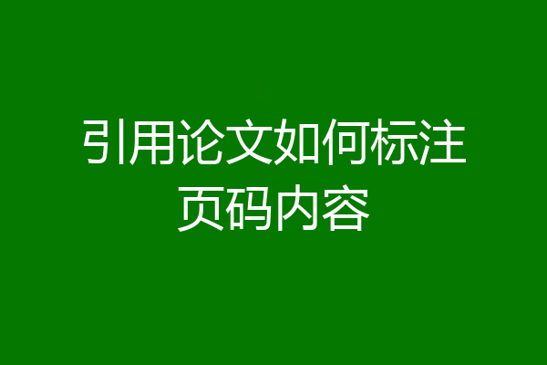 引用论文如何标注页码内容