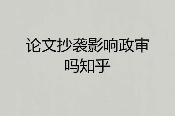 论文抄袭影响政审吗知乎