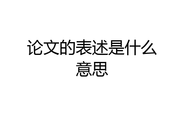 论文的表述是什么意思
