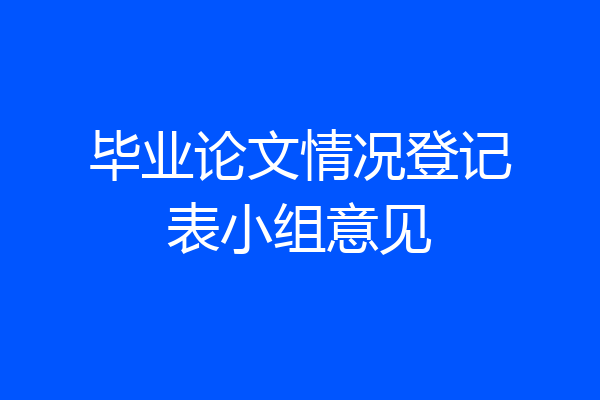 毕业论文情况登记表小组意见