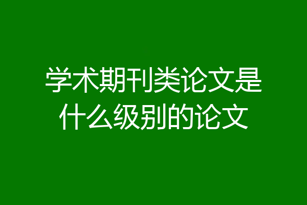 学术期刊类论文是什么级别的论文