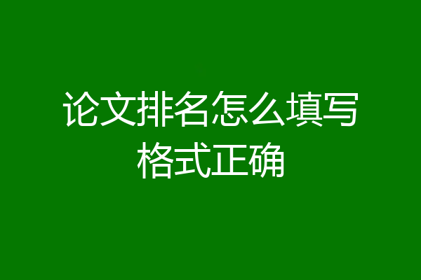 论文排名怎么填写格式正确