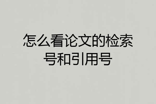 怎么看论文的检索号和引用号