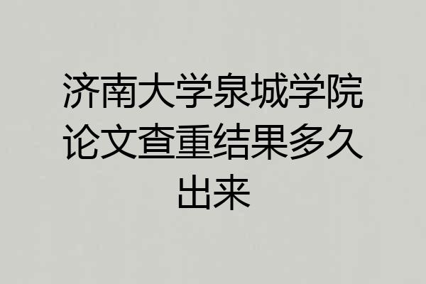 济南大学泉城学院论文查重结果多久出来