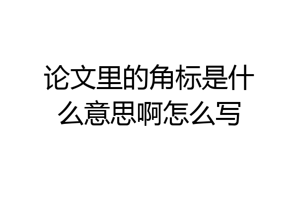 论文里的角标是什么意思啊怎么写