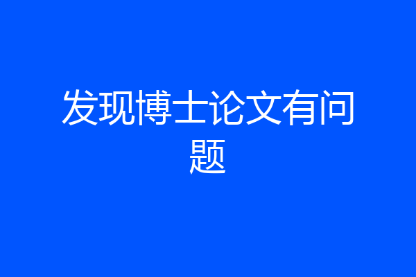 发现博士论文有问题