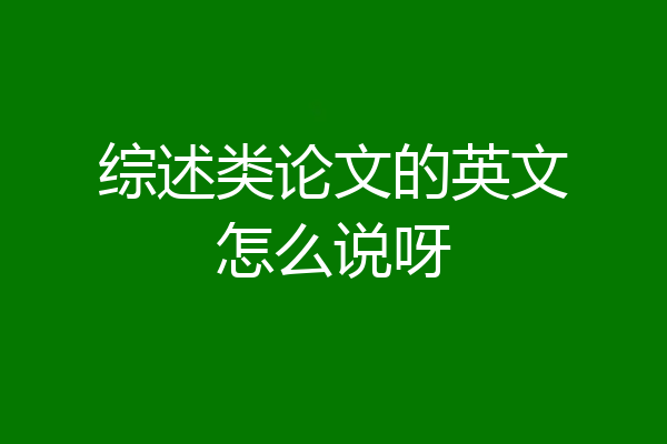 综述类论文的英文怎么说呀