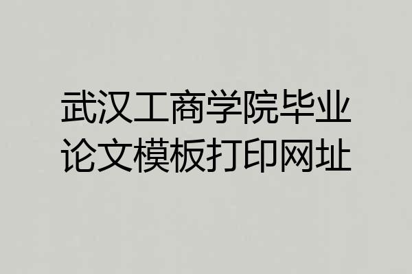 武汉工商学院毕业论文模板打印网址