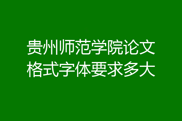 贵州师范学院论文格式字体要求多大