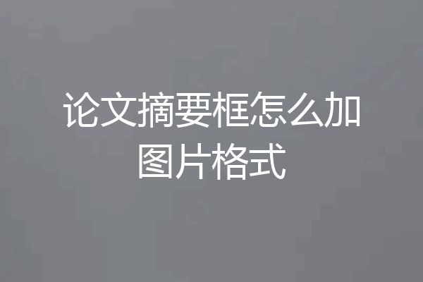 论文摘要框怎么加图片格式