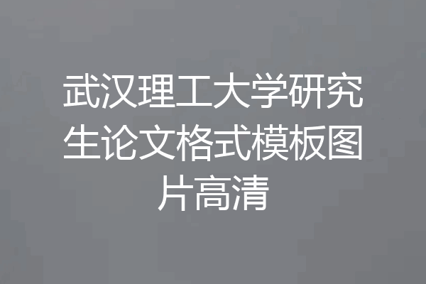 武汉理工大学研究生论文格式模板图片高清
