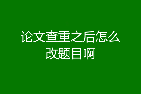 论文查重之后怎么改题目啊