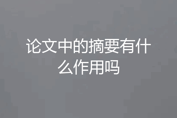 论文中的摘要有什么作用吗