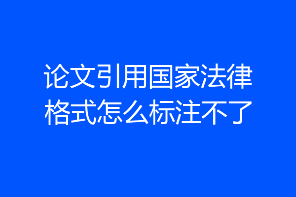 论文引用国家法律格式怎么标注不了