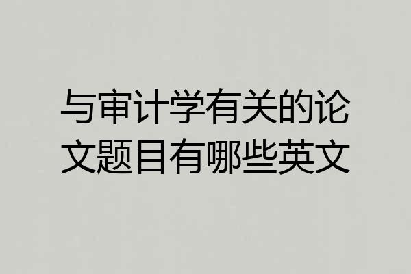 与审计学有关的论文题目有哪些英文