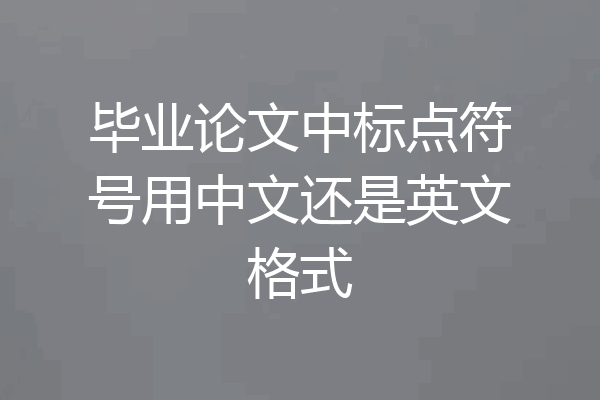 毕业论文中标点符号用中文还是英文格式