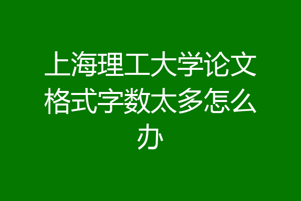 上海理工大学论文格式字数太多怎么办