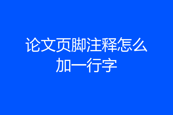 论文页脚注释怎么加一行字