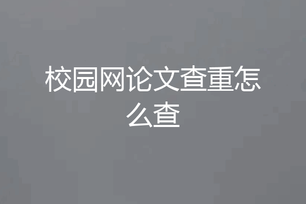 校园网论文查重怎么查