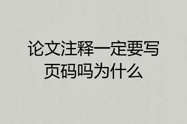 论文注释一定要写页码吗为什么
