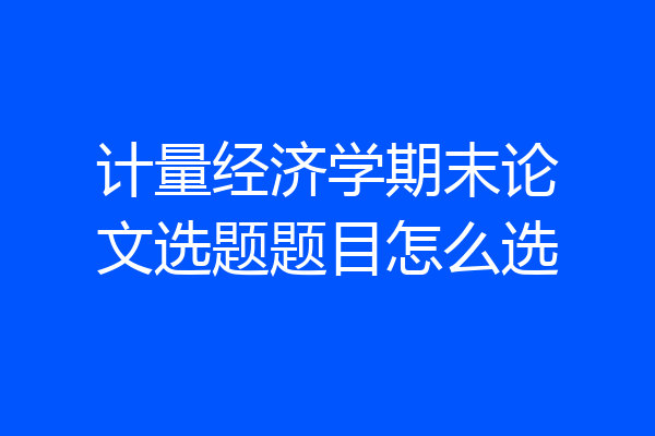 计量经济学期末论文选题题目怎么选