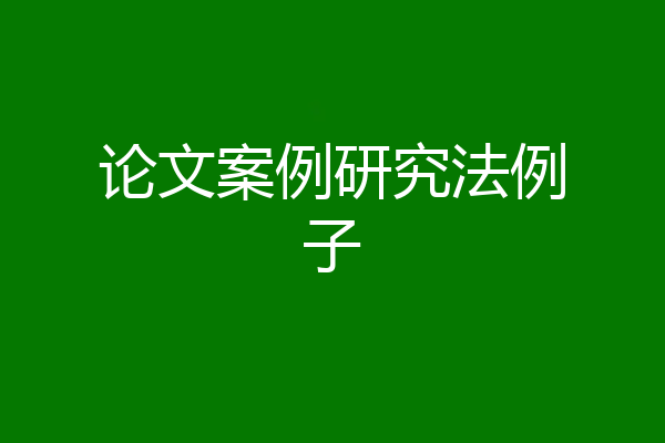 论文案例研究法例子