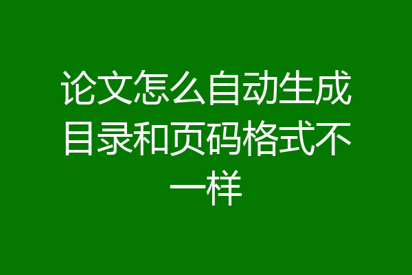 论文怎么自动生成目录和页码格式不一样